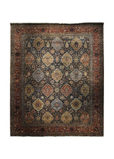 Oriental Rug Indian Handmade Area Traditional 12'0"x14'8" (12x15) Blue Red Floral Design #A34054