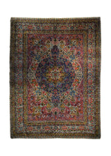 Persian Rug Lavar Kerman Handmade Area Traditional Antique 8'9"x11'7" (9x12) Pink Purple Floral Design #A34080