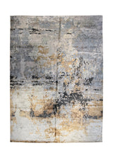 Oriental Rug Indian Handmade Area Modern 10'0"x14'0" (10x14) Whites/Beige Gray Abstract Splatter Design #A34086