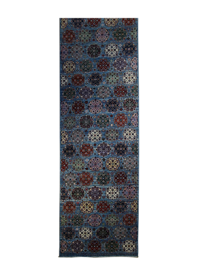 Oriental Rug Pakistani Handmade Runner Transitional 2'9"x25'6" (3x26) Gray Green Ariana Floral Design #A34101