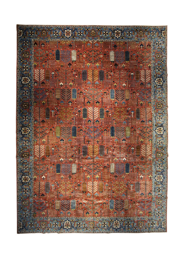 Oriental Rug Pakistani Handmade Area Transitional 14'6"x19'9" (15x20) Red Blue Ariana Tree of Life Bakhshayesh Design #A34106