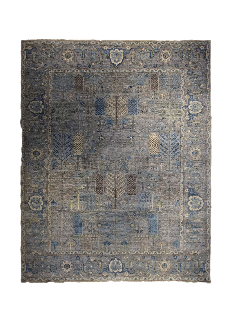 Oriental Rug Pakistani Handmade Area Transitional 9'1"x11'10" (9x12) Gray Blue Ariana Tree of Life Bakhshayesh Design #A34109