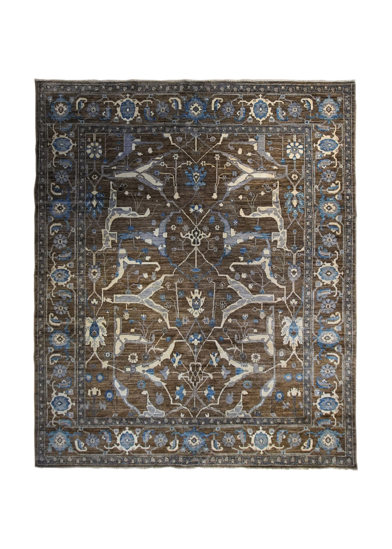 Oriental Rug Pakistani Handmade Area Transitional 8'3"x9'10" (8x10) Gray Blue Ariana Geometric Mostofi Design #A34113