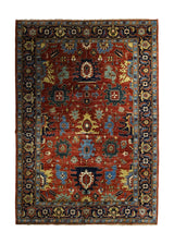 Oriental Rug Pakistani Handmade Area Transitional Tribal 6'3"x8'10" (6x9) Red Blue Ariana Geometric Serapi Design #A34115