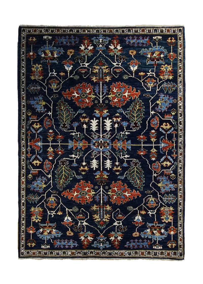 Oriental Rug Pakistani Handmade Area Transitional 5'0"x6'11" (5x7) Blue Ariana Geometric Mahal Design #A34121