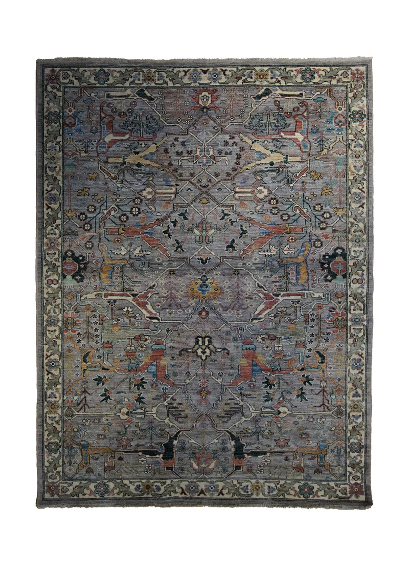 Oriental Rug Pakistani Handmade Area Transitional 5'3"x7'0" (5x7) Gray Red Ariana Geometric Mostofi Design #A34127