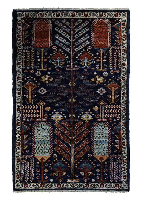 Oriental Rug Pakistani Handmade Area Transitional 3'0"x4'10" (3x5) Blue Whites/Beige Ariana Tree of Life Bakhshayesh Design #A34128