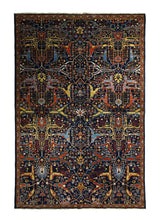 Oriental Rug Pakistani Handmade Area Transitional 6'0"x8'9" (6x9) Blue Red Mostofi Geometric Design #A34129