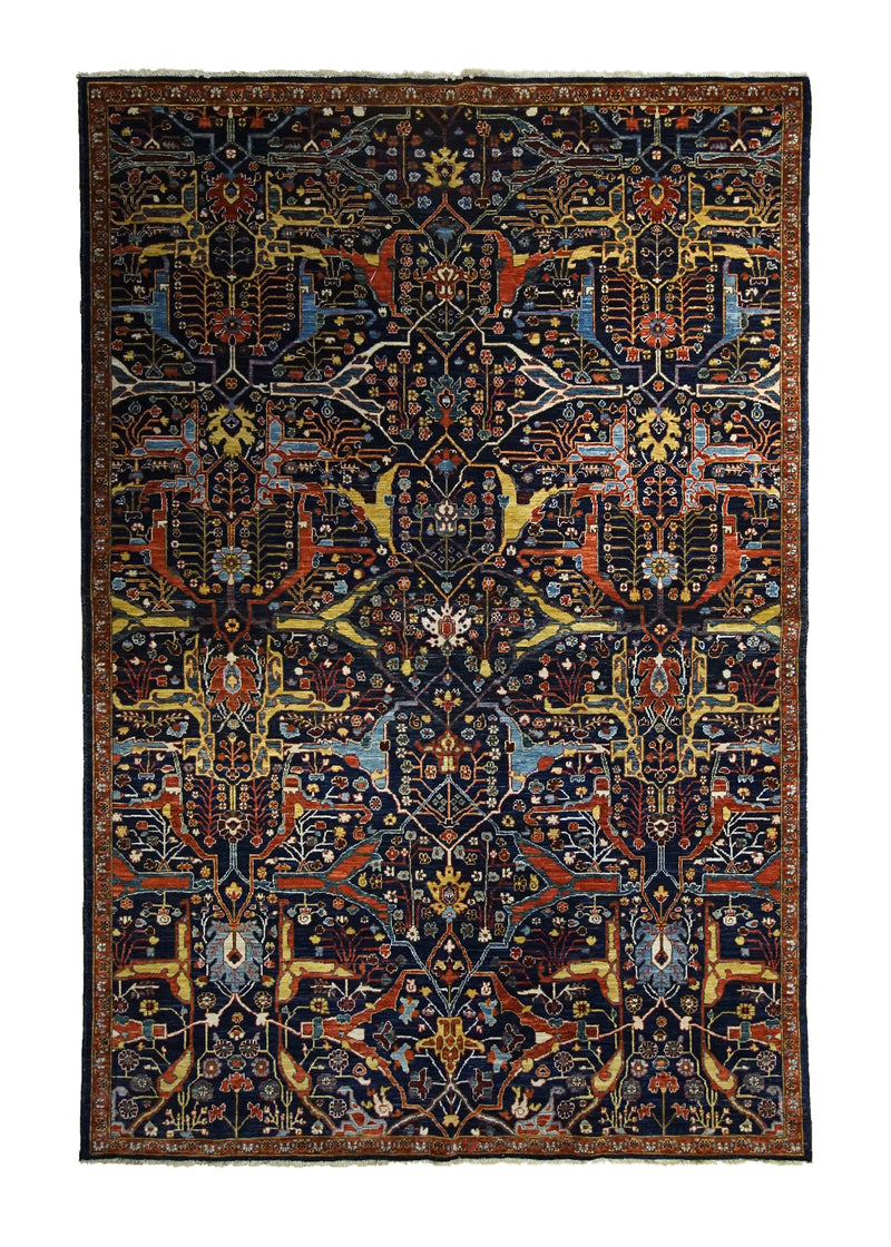 Oriental Rug Pakistani Handmade Area Transitional 6'0"x8'9" (6x9) Blue Red Mostofi Geometric Design #A34129