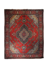 Persian Rug Tabriz Handmade Area Traditional 9'10"x12'6" (10x13) Red Blue Floral Design #A34136