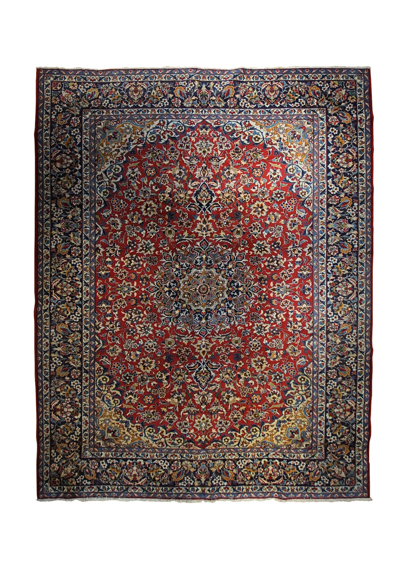 Persian Rug Mashhad Handmade Area Traditional 9'10"x12'9" (10x13) Red Blue Floral Design #A34138