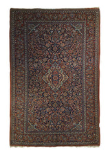 Persian Rug Kashan Handmade Area Antique Traditional 4'5"x6'10" (4x7) Red Blue Floral Toranj Mehrab Design #A34151