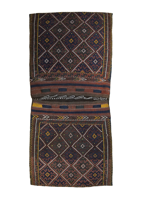 Persian Rug Baloch Handmade Saddle Tribal Antique 3'8"x6'3" (4x6) Red Yellow/Gold Saddle Bag Geometric Design #A34201