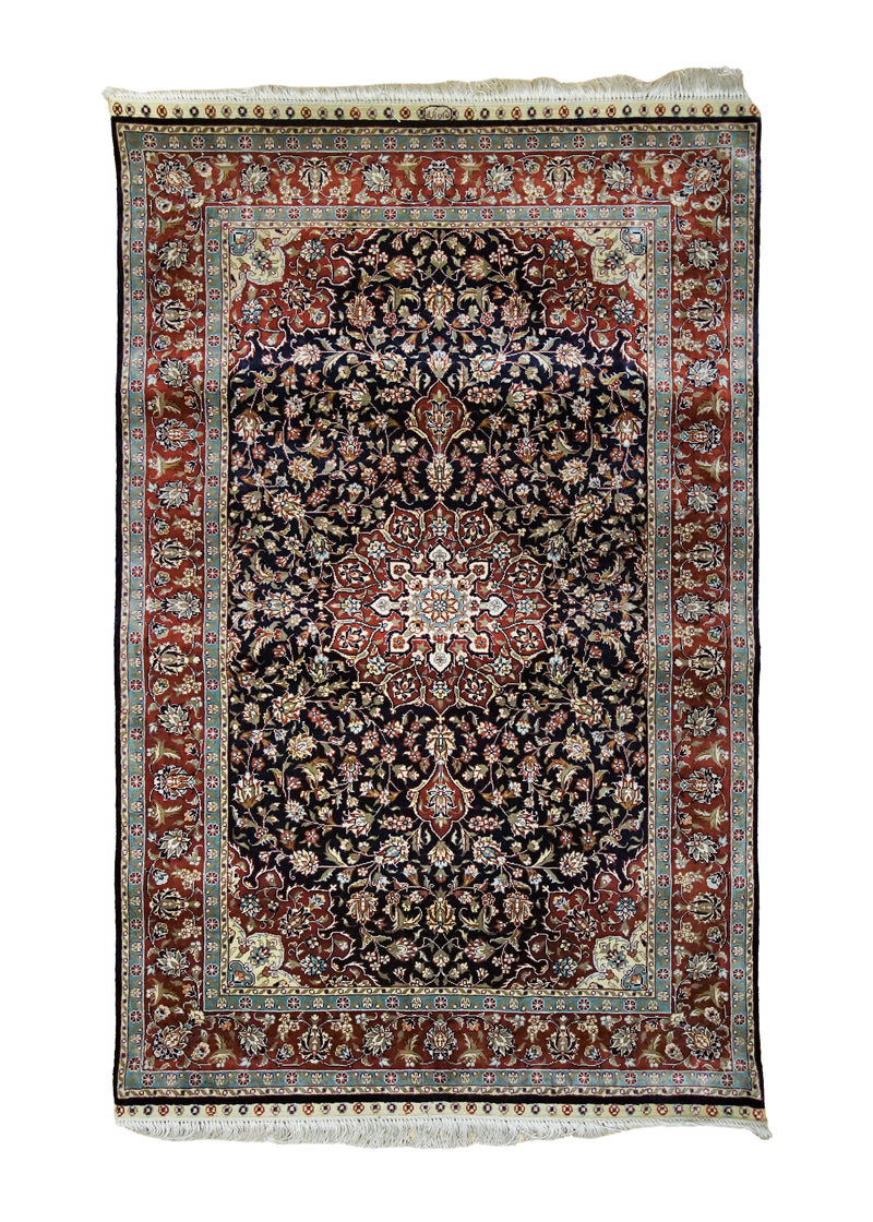 Oriental Rug Turkish Handmade Area Traditional 2'6"x4'2" (3x4) Red Black Floral Design #A34211