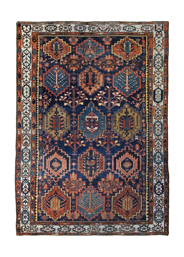 Persian Rug Bakhtiari Handmade Area Antique Tribal 5'1"x7'2" (5x7) Blue Garden Design #A34221