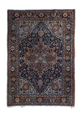 Persian Rug Tabriz Handmade Area Antique Traditional 3'5"x5'0" (3x5) Black Red Floral Design #A34226