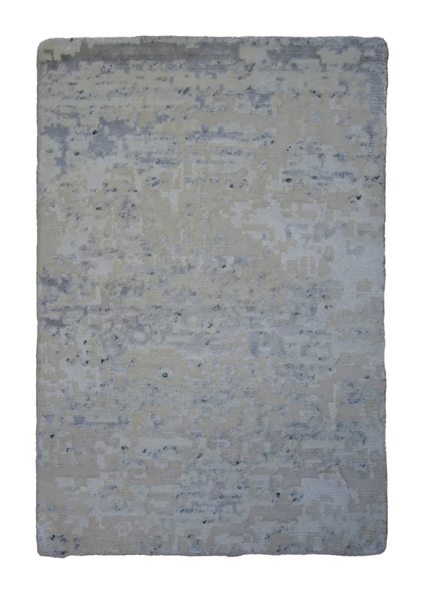 Oriental Rug Indian Handmade Area Modern Neutral 2'0"x3'0" (2x3) Gray Whites/Beige Abstract Splatter Design #A34290
