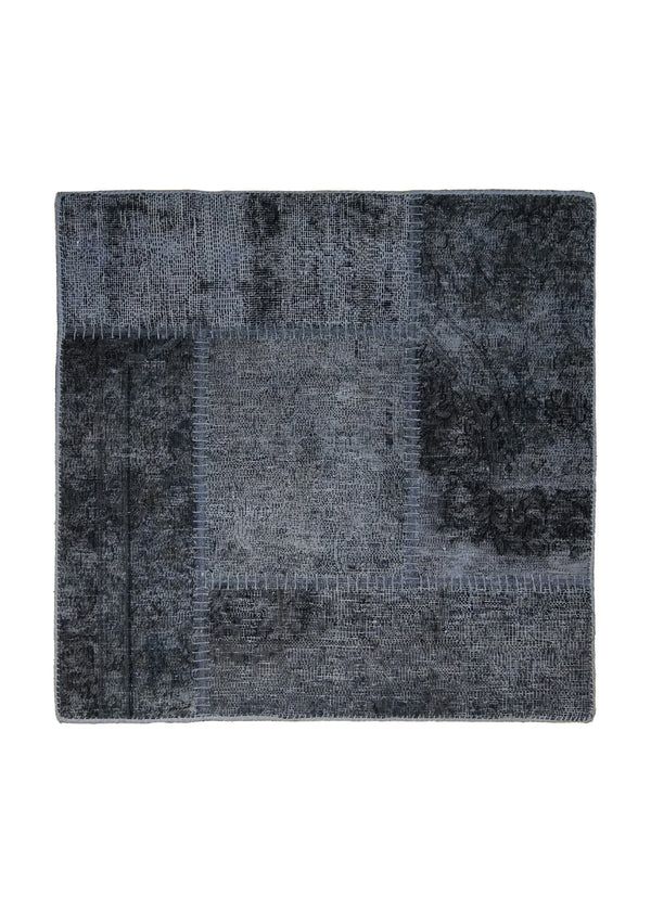 Persian Rug Handmade Square Antique Vintage 2'7"x2'7" (3x3) Gray Distressed Patchwork Design #A34308