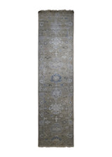 A34355 Oriental Rug Indian Handmade Runner Transitional Neutral 2_8_ x 9_10_ -3x10- Whites Beige Oushak Design