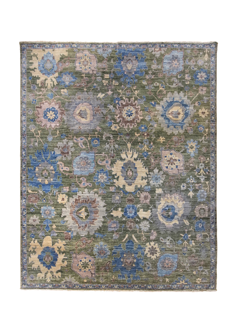 Oriental Rug Pakistani Handmade Area Transitional 7'11"x9'9" (8x10) Green Blue Oushak Design #A34463