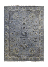 A34578 Oriental Rug Indian Handmade Area Transitional Tribal 5_3_ x 7_4_ -5x7- Blue Geometric Khotan Design