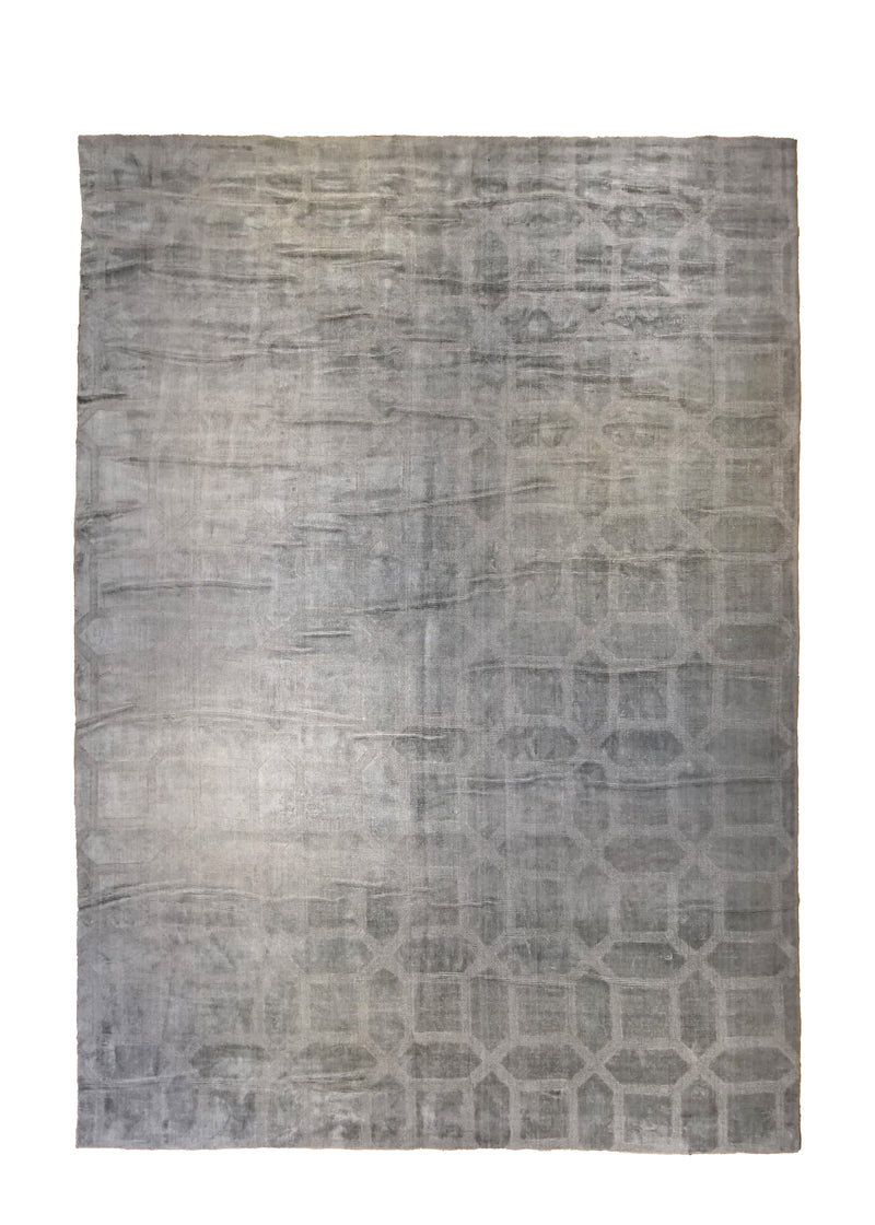 Oriental Rug Indian Handmade Area Modern Neutral 9'10"x13'10" (10x14) Whites/Beige Geometric Design #A34588