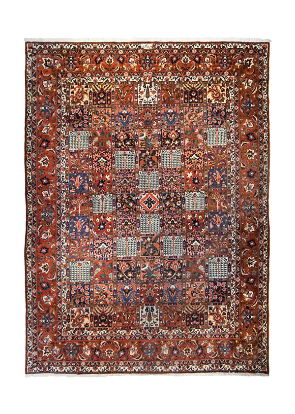 Persian Rug Bakhtiari Handmade Area Tribal 9'11"x13'4" (10x13) Red Garden Design #A34593