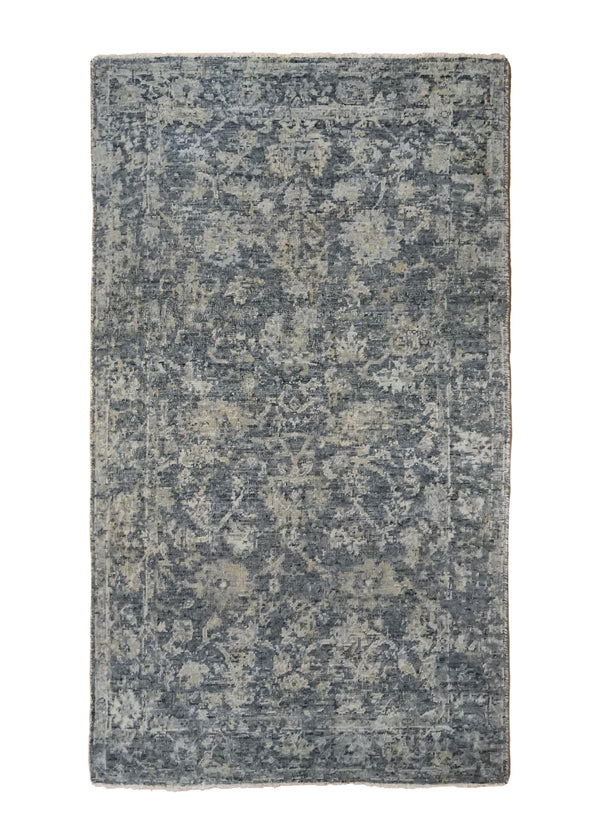 Oriental Rug Indian Handmade Area Transitional Neutral 2'11"x4'11" (3x5) Gray Distressed Erased Design #A34595
