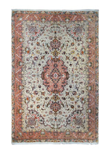 Persian Rug Tabriz Handmade Area Traditional 6'5"x10'0" (6x10) Whites/Beige Pink Floral Naghsh Design #A34601