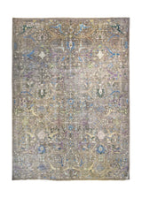 Oriental Rug Pakistani Handmade Area Transitional Neutral 8'10"x12'0" (9x12) Gray Purple Floral Mostofi Heriz Design #A34633