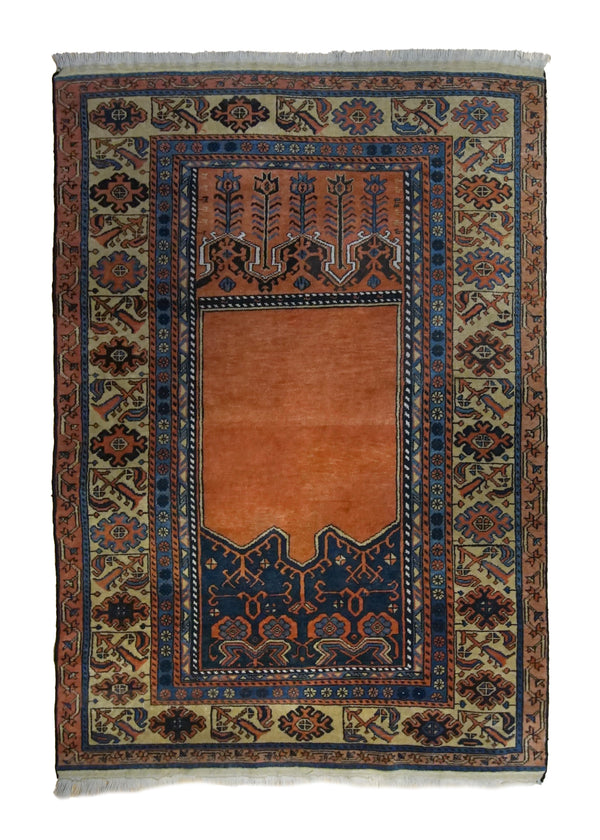 Oriental Rug Turkish Handmade Area Tribal 4'9"x6'10" (5x7) Red Prayer Rug Design #A34652