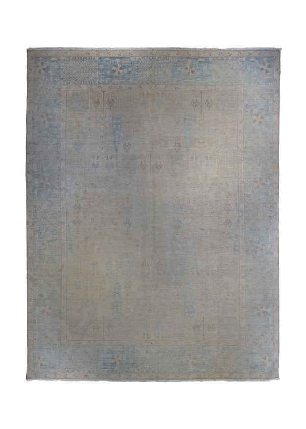 Oriental Rug Pakistani Handmade Area Transitional Neutral 8'7"x11'5" (9x11) Whites/Beige Blue Silver Wash Tree of Life Bakhshayesh Design #A34710