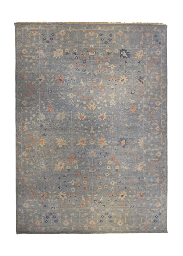 Oriental Rug Indian Handmade Area Transitional Neutral 10'1"x13'9" (10x14) Gray Floral Design #A34724