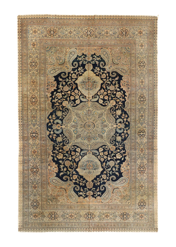 Persian Rug Tabriz Handmade Area Antique Traditional 9'11"x15'7" (10x16) Whites/Beige Blue Floral Design #A34745