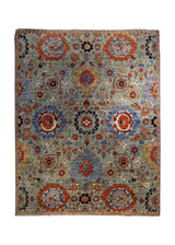 A34786 Oriental Rug Pakistani Handmade Area Transitional 8_0_ x 10_4_ -8x10- Blue Green Floral Design