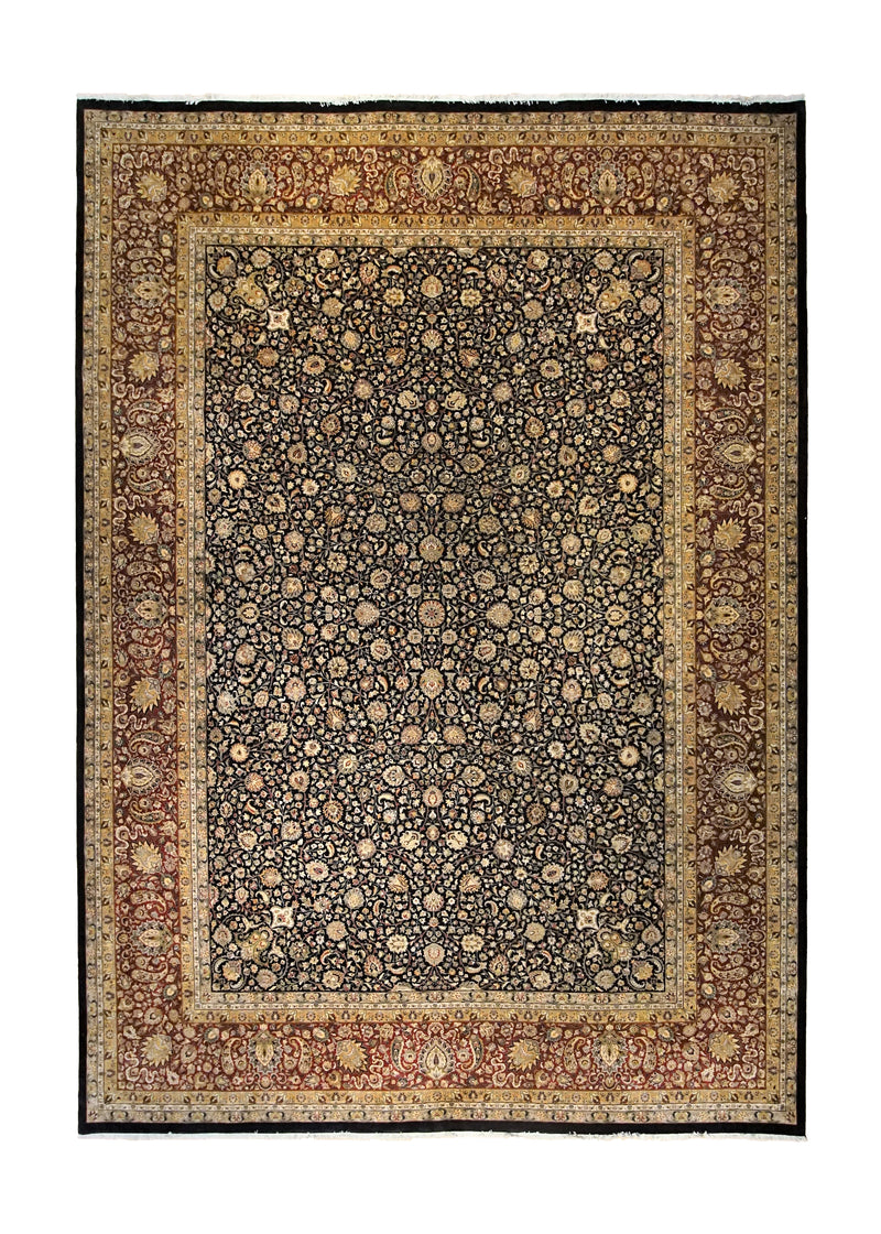 Oriental Rug Indian Handmade Area Traditional 10'1"x14'2" (10x14) Red Blue Yellow/Gold Tea Washed Floral Design #A34897