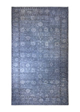 Oriental Rug Pakistani Handmade Area Transitional Neutral 8'0"x14'0" (8x14) Blue Oushak Design #A34917