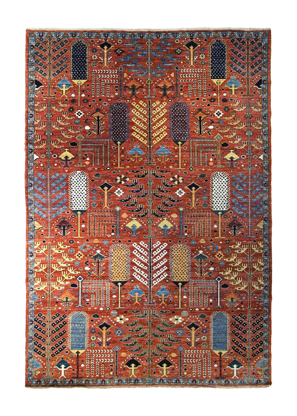 Oriental Rug Pakistani Handmade Area Transitional Tribal 6'1"x8'11" (6x9) Red Tree of Life Bakhshayesh Design #A34958