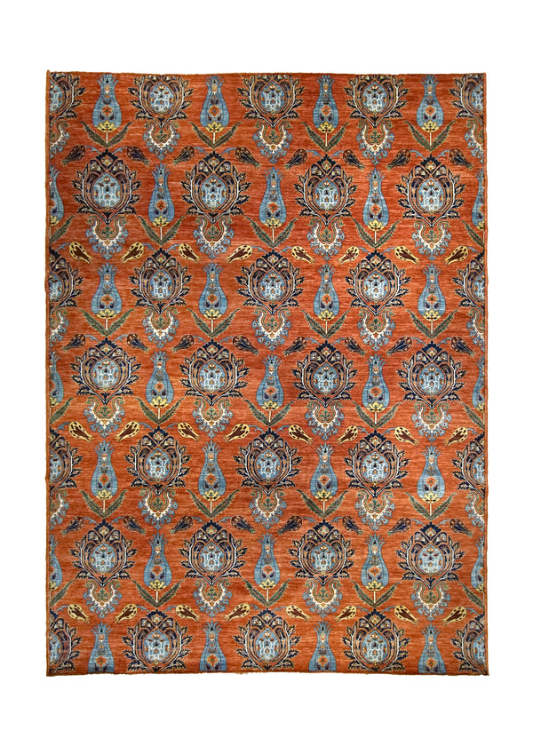 Oriental Rug Pakistani Handmade Area Transitional 8'10"x11'10" (9x12) Red Floral Design #A34961