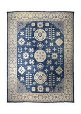 Oriental Rug Pakistani Handmade Area Transitional Neutral 8'9"x12'0" (9x12) Whites/Beige Blue Geometric Khotan Design #A34968