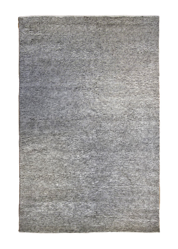 Oriental Rug Indian Handmade Area Modern Neutral 6'0"x9'0" (6x9) Whites/Beige Stripes Gabbeh Design #A35094