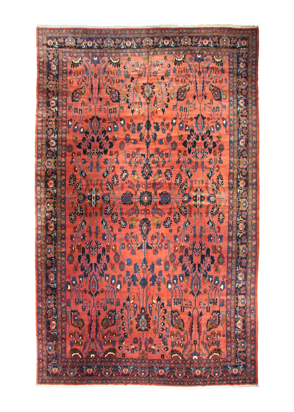 Persian Rug Lilihan Handmade Area Antique Traditional 13'3"x21'0" (13x21) Red Blue Floral Design #A35151