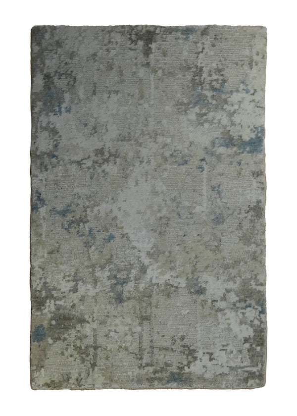Oriental Rug Indian Handmade Area Modern Neutral 2'0"x3'0" (2x3) Whites/Beige Blue Abstract Splatter Design #A35159