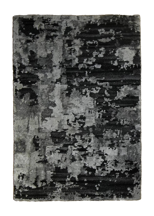 Oriental Rug Indian Handmade Area Modern 2'0"x3'0" (2x3) Black Gray Abstract Splatter Design #A35161