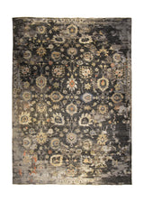 Oriental Rug Indian Handmade Area Transitional 10'2"x13'10" (10x14) Yellow/Gold Brown Floral Erased Oushak Design #A35169