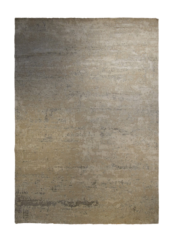 Oriental Rug Indian Handmade Area Modern Neutral 6'2"x8'11" (6x9) Whites/Beige Abstract Splatter Design #A35206