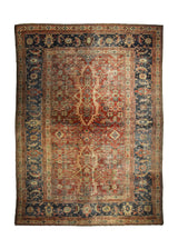 Persian Rug Sultanabad Handmade Area Antique Traditional 8'5"x11'6" (8x12) Red Blue Geometric Design #A35211