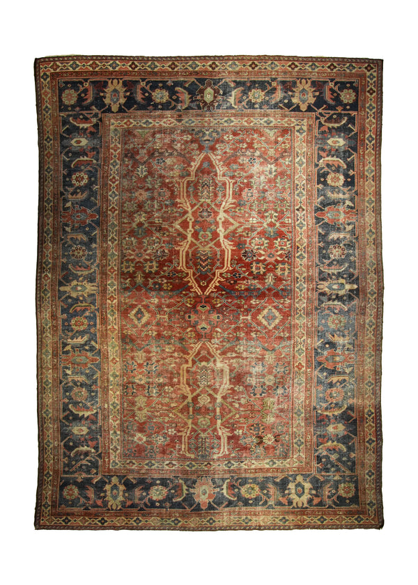 Persian Rug Sultanabad Handmade Area Antique Traditional 8'5"x11'6" (8x12) Red Blue Geometric Design #A35211