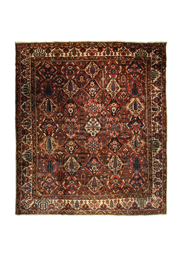Persian Rug Bakhtiari Handmade Area Tribal 11'2"x12'9" (11x13) Red Floral Garden Design #A35216