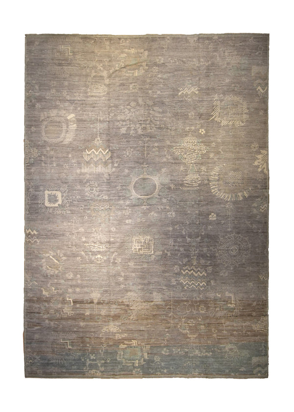 Oriental Rug Pakistani Handmade Area Transitional Neutral 9'9"x13'5" (10x13) Whites/Beige Floral Design #A35238